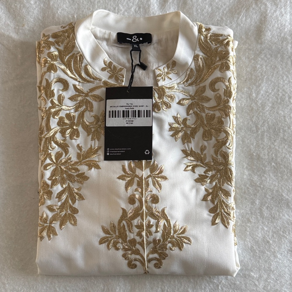 Metallic Embroidered Ivory Shirt